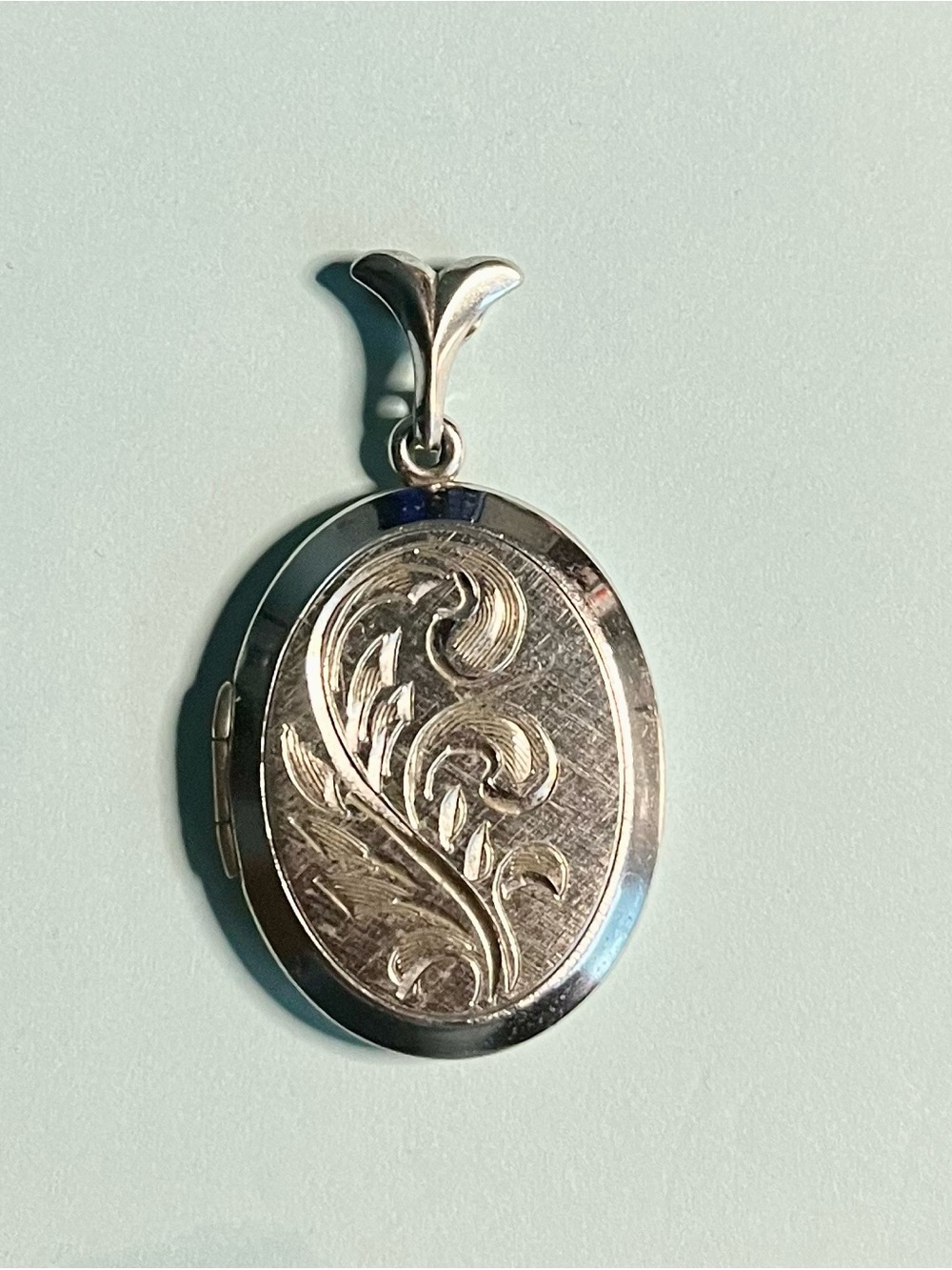 Sterling Silver Floral Oval Locket Pendant - Silver